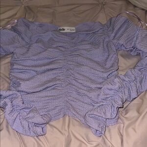 Elodie Purple Ruched Ruffled Long Sleeve Blouse